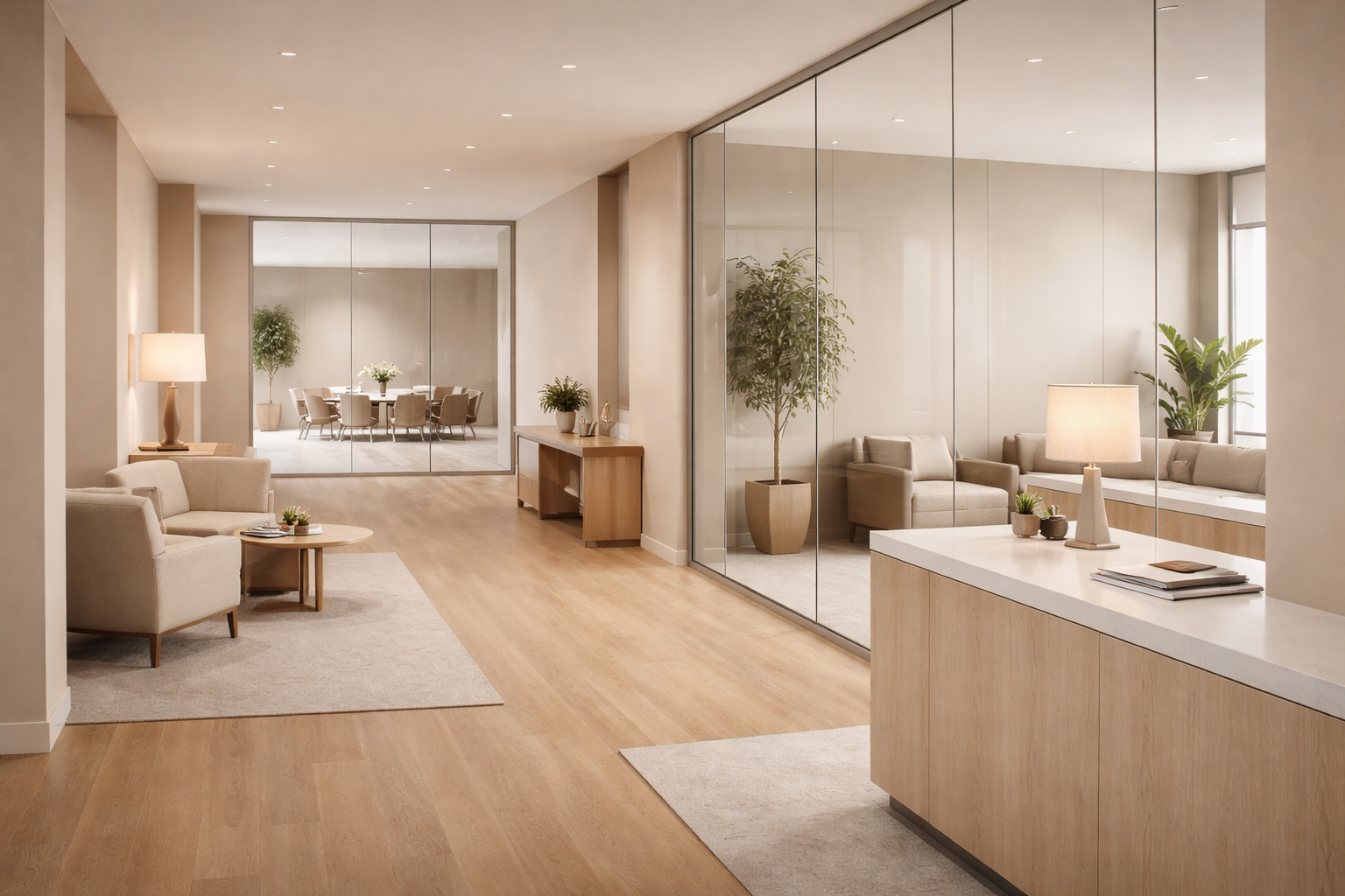 Letisztult, ápolt irodai belső tér